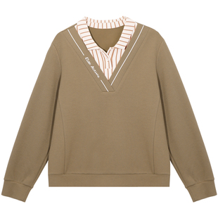 假两件卫衣女春秋薄款2025年新款爆款上衣洋气妈妈高端polo领外套