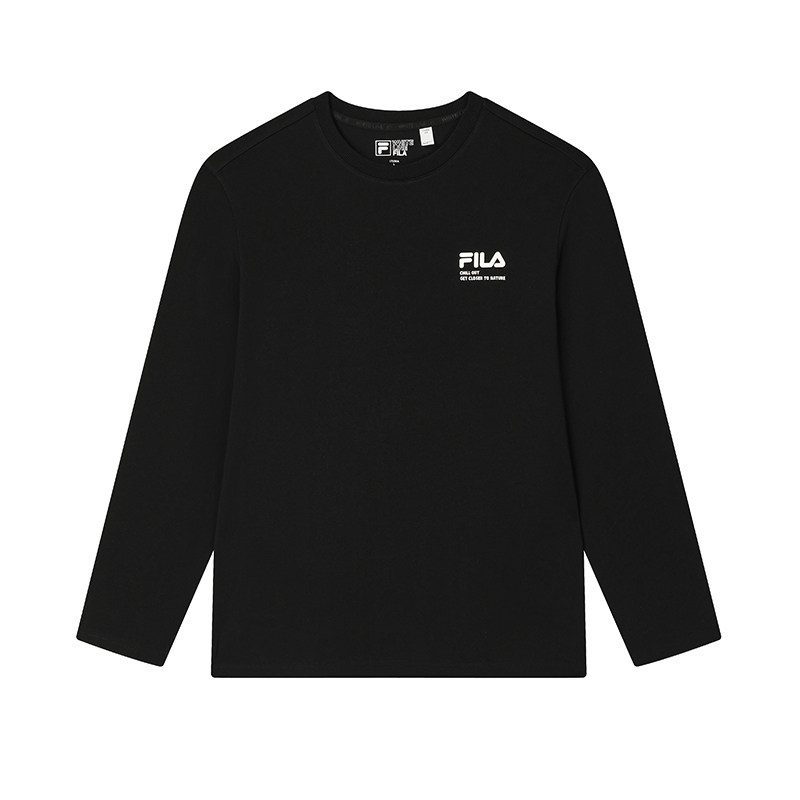FILA 斐乐官方情侣款针织长袖运动T恤秋季休闲纯棉百搭宽松长上衣