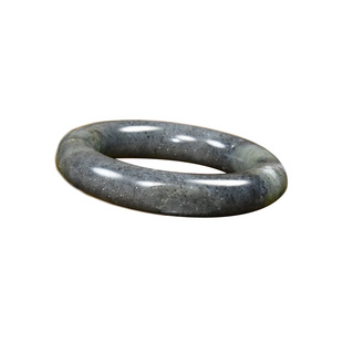 紫润轩新疆和田玉手镯青花翠青籽料玉镯54 MM肥厚圆条三色收藏级