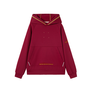 NAUTICA儿童卫衣大童青少年加绒保暖一体绒红色连帽外套男童女童