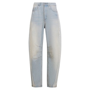 阿迪达斯女装2025年夏季款DENIM BN PANT舒适条纹休闲长裤KG0200