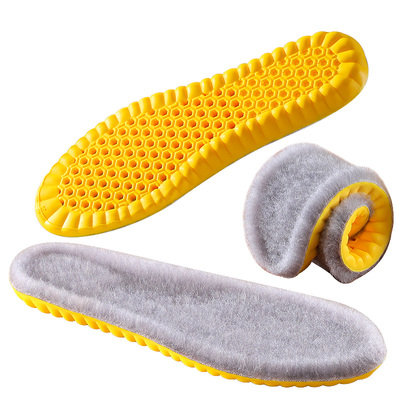 加厚羊毛鞋垫秋冬季保暖棉女加绒运动气垫减震男款吸汗防臭踩屎感