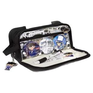 i人痛包柯南笔袋二次元2025新款男孩高颜值ins风隐藏痛层超火文具盒diy初中生男款简约透明铅笔盒可放吧唧