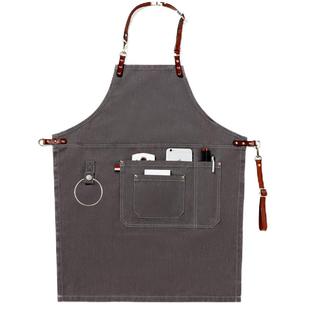 咖啡店牛仔围裙工作服定制logo印字男女时尚餐饮厨房烘焙酒吧专用