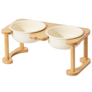 陶瓷狗碗狗食盆双碗大型犬狗粮碗大号水盆护颈金毛防打翻支架狗碗