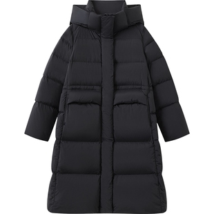 播商场同款黑色中长款宽松鹅绒服女冬新款防寒羽绒服BDS4RD3607