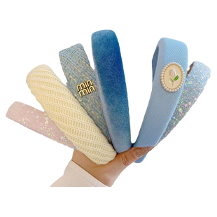 小香风蓝色发箍女2026新款高颅顶显脸小头箍百搭外出压发发卡头饰