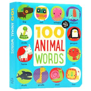 英文原版绘本100 animal words 100个动物词汇 幼儿英语启蒙 图解字词典 圆角设计 不怕撕咬童书