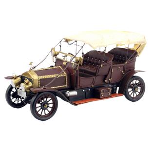 美式复古铁皮老爷车模型1909年劳斯莱斯银色鬼魅橱窗酒吧装饰摆设