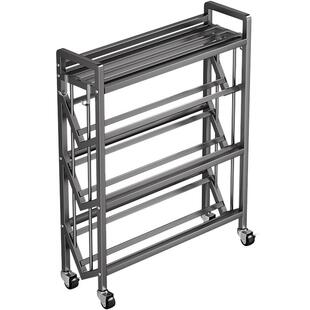 书架落地置物架带轮一体靠墙儿童书本书柜书桌移动桌下小推车分层