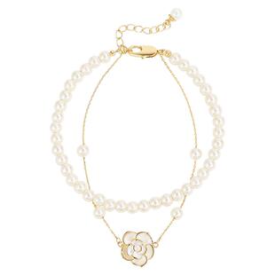 DODOGOGO山茶花双层叠戴珍珠手链女小众高级感首饰轻奢珍珠手串新