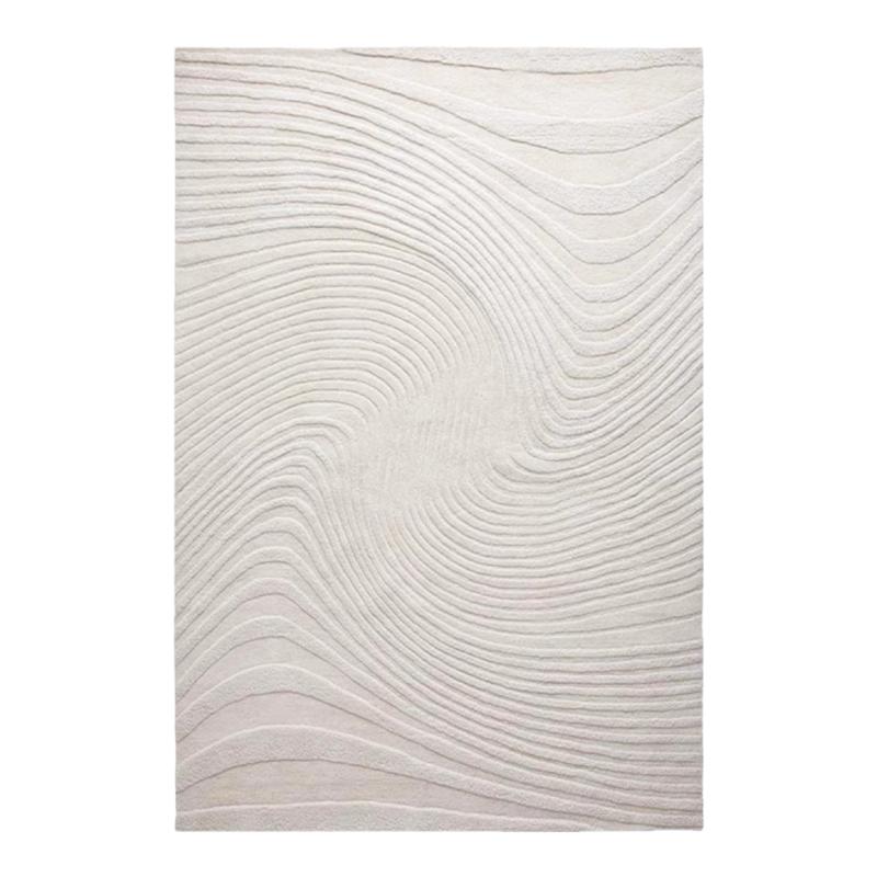 简约轻奢欧美立体浮雕米色地毯
