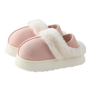 麂皮绒棉拖鞋女冬季室内居家加绒户外穿包跟毛绒厚底半拖两穿棉鞋