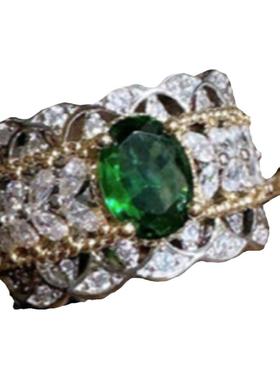 嘉柏俪绿泊宝石戒指 丝珠罗纱 镀18K金 蕾丝蜂巢锆石戒指 中古