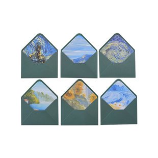 油画欧西式信封定制高级感高颜值加厚牛皮学生情书信纸精美文艺简约创意复古生日贺卡明信片小卡片包装袋绿色