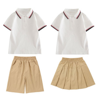 男童T恤校服套装女童POLO连衣裙儿童短袖t纯棉夏季园服班服定制LG