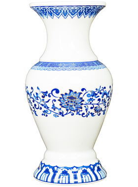 【清货】莲花款陶瓷彩绘花瓶居家桌面摆件书房餐桌插花观赏瓶佛堂