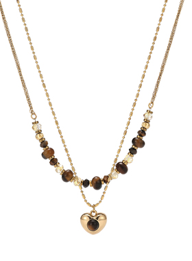 复古美拉德爱心吊坠项链双层叠戴