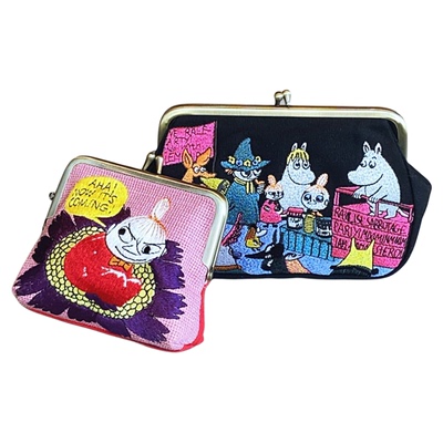 日系卡通刺绣帆布口金包可爱