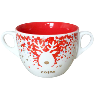 COSTA杯子许愿魔法星红色双耳杯燕麦早餐圣诞杯子马克杯带盖水杯