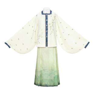 晴山月 花朝记汉服原创设计 秋冬明制比甲竖领袄印花山水马面裙