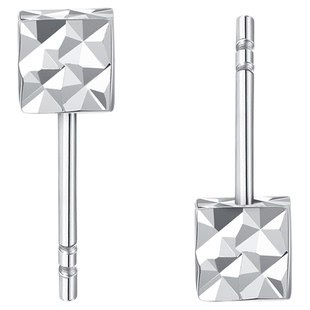 潮宏基铂雅铂金耳钉PT950耳饰白金方糖几何时尚养耳生日礼物