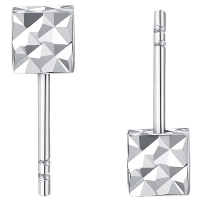 潮宏基铂雅铂金耳钉白金方糖