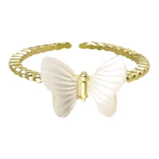 蝴蝶滴釉贝母戒指女轻奢小众设计感食指戒气质独特高级感装饰指环