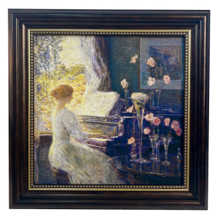 钢琴复古桌面摆件法式美式相框摆画客厅卧室背景墙油画装饰画挂画