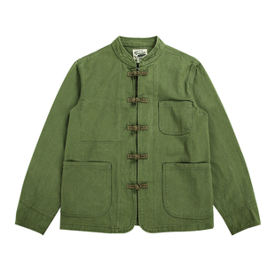 李小龙国风立领盘扣夹克复古咔叽酵洗做旧外套硬派尚武精神有型