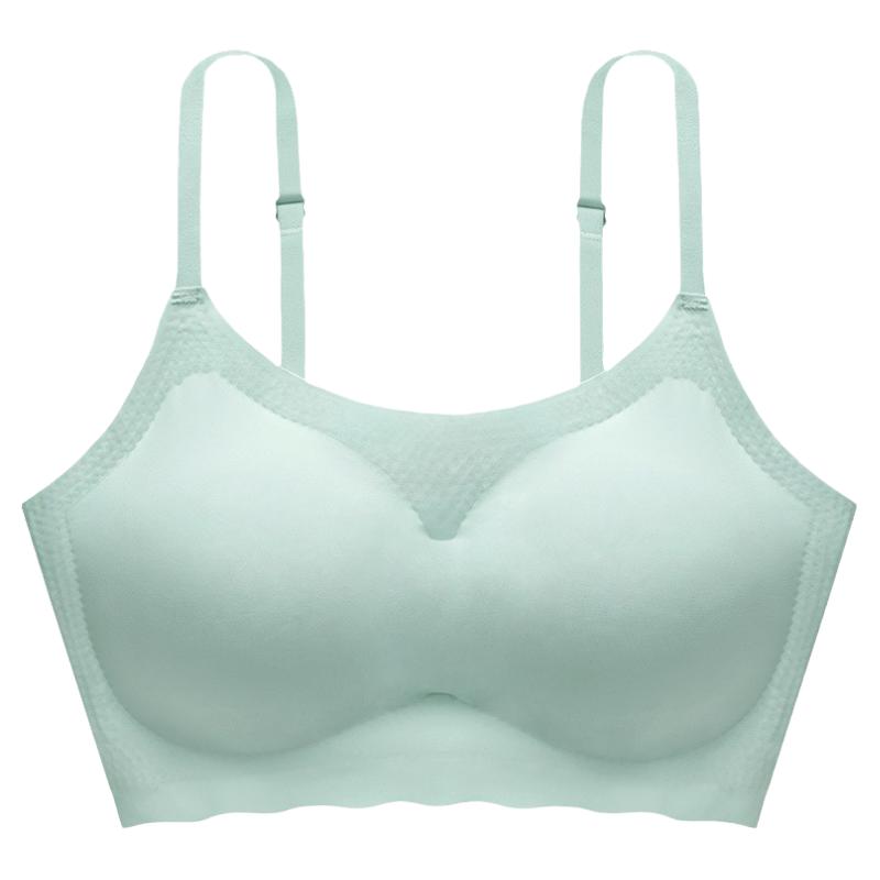 乳胶文胸无钢圈内衣无痕小胸显大学生少女孩美背聚拢运动纯色背心