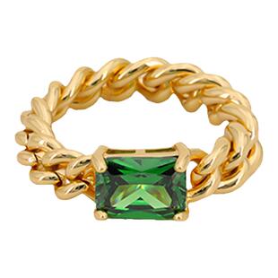 Au Revoir Les Filles 绿宝石戒指女小众设计链条复古金色食指环