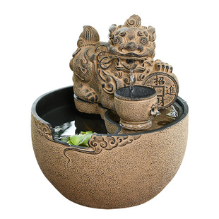 招财流水生财摆件循环水貔貅吐水兽办公室氛围茶室布置水系景观