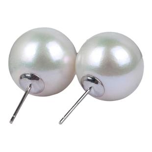 天然淡水爱迪生珍珠耳钉强光S925银18K金耳饰澳白平替13-14mm珍珠