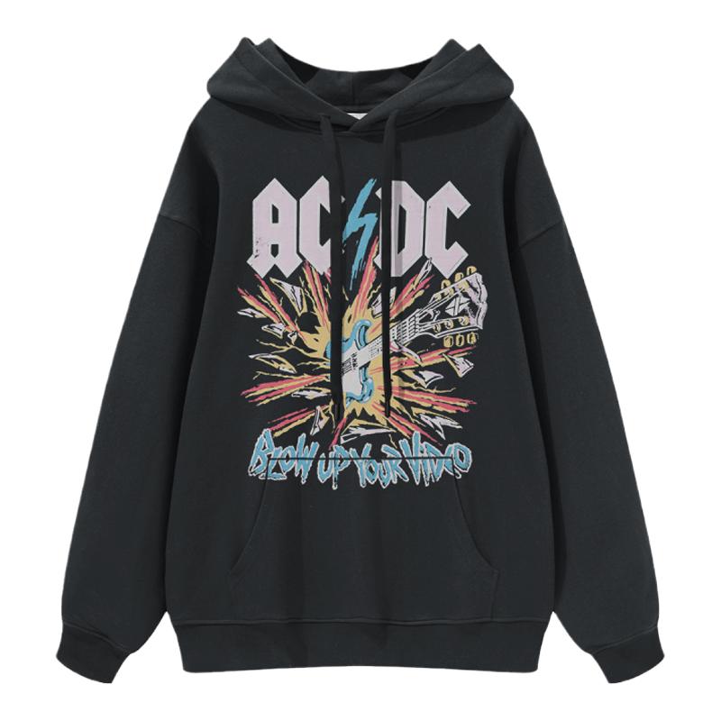 AC/DC摇滚风直喷连帽圆领卫衣