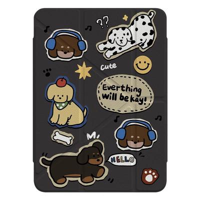 适用苹果棕色贴纸狗狗平板壳