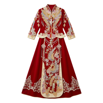 2026新款重工刺绣红色秀禾礼服