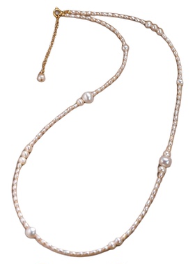 小立交米形淡水珍珠项链