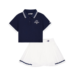 【速干凉感】Newbalance 官方童装 4-14岁女童夏季学院风百褶套装