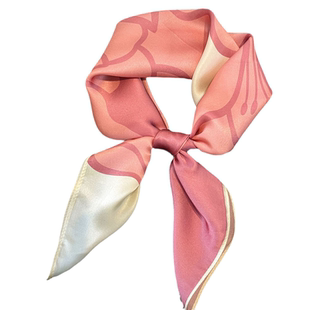 高级感真丝女四季大小方巾山茶花丝巾装饰领巾送礼100%桑蚕丝围巾