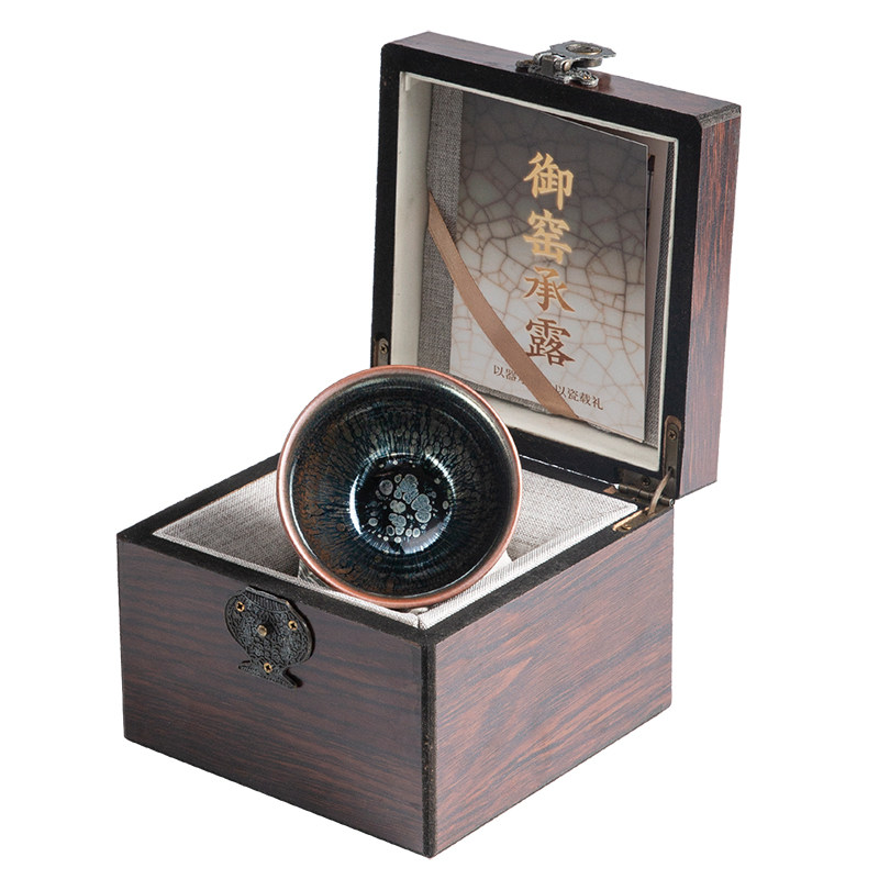 轻奢复古金油滴釉建盏茶杯家用防烫陶瓷主人杯中式功夫茶具品茗杯