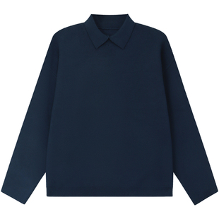 孙文秀studioPOLO小领衫秋冬极简纯色小翻领针织打底毛衣慵懒宽松