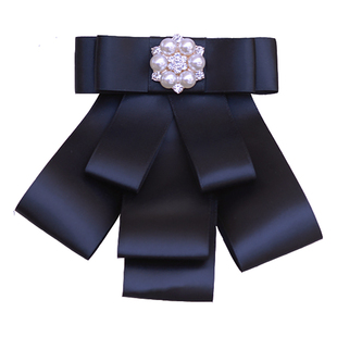 领花女职业头花套装工行银行领结衬衣领饰服务员配饰细网兜高级感