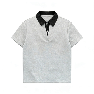 美式假两件短袖polo衫男款夏季痞帅高级感重磅t恤潮牌正肩上衣服