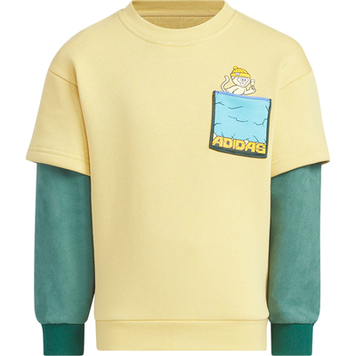 Adidas/阿迪达斯正品LK KN CREW小童运动拼接休闲卫衣JJ4955