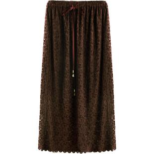 【3件5折】COCOBELLA重工浮雕植绒蕾丝半身裙优雅气质长裙HS7066