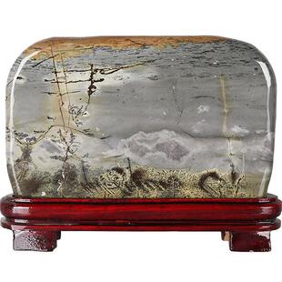 草花石国画石奇石天然原石摆件室内玄关观赏石头客厅办公室靠山石