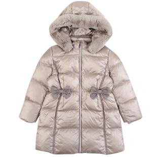 IVY HOUSE常春藤童装女童羽绒服白鸭绒冬中长款收腰毛领外套保暖