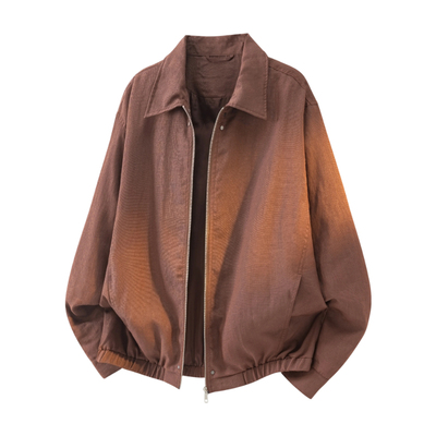 老钱风桑蚕丝亚麻混纺工装外套男
