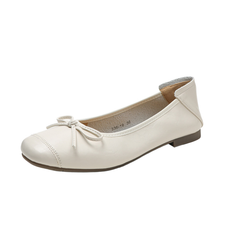 羊皮版2026秋新款蝴蝶结平底单鞋女不累脚晚晚瓢鞋大码女鞋41-43
